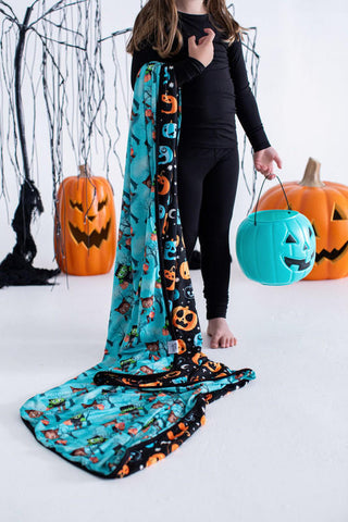 Baby Nursery Blanket - Jasper (Monsters and Werewolves) & Dex (Jack O'Lanterns) Glow-in-the-Dark Swaddling & Receiving Blankets