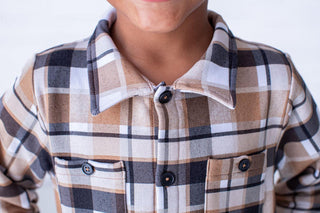 Boy's Bamboo Long Sleeve Flannel Shirt - Brown Plaid Baby & Toddler Tops