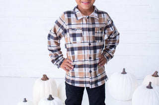 Boy's Bamboo Long Sleeve Flannel Shirt - Brown Plaid Baby & Toddler Tops