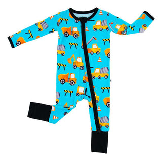 Boy's Bamboo Convertible Footie Romper - Ivan (Construction Vehicles) Baby & Toddler Sleepwear