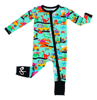 Boy's Convertible Footie Romper - Robby (Dinos & Construction) Baby & Toddler Sleepwear