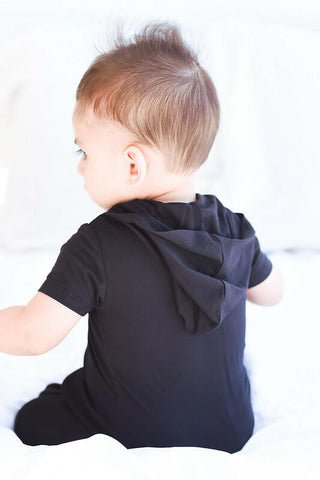 Boy's Hooded Zipper Romper - Jet Baby One-Pieces