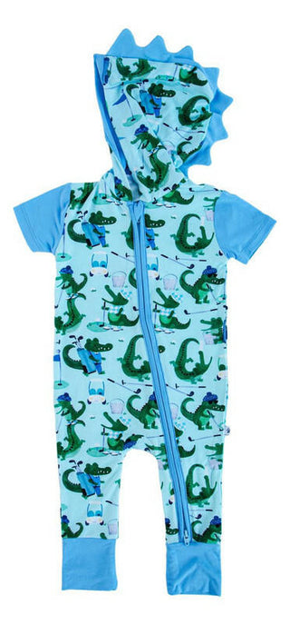 Boy's Hooded Zipper Romper - Palmer (Golf Gators) Baby One-Pieces