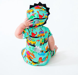 Boy's Bamboo Hooded Zipper Romper - Robby (Dinos & Construction) Baby One-Pieces