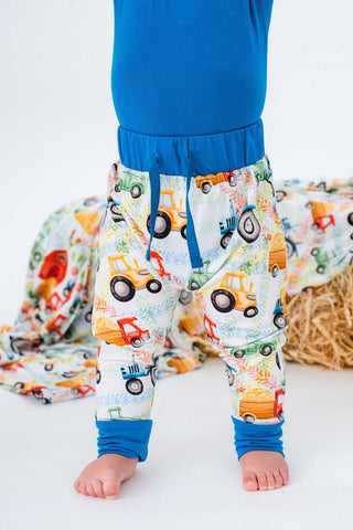 Boy's Long Sleeve One-Piece and Harem Jogger Pants Outfit Set - Billy (Trucks and Tractors) Baby & Toddler Outfits