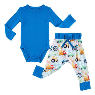 Boy's Long Sleeve One-Piece and Harem Jogger Pants Outfit Set - Billy (Trucks and Tractors) Baby & Toddler Outfits