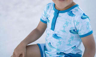 Boy's Pocket Shortie Romper - Chase (Waves & Palm Trees) Baby One-Pieces