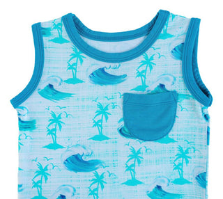 Boy's Pocket Tank Top - Chase (Waves & Palm Trees) Baby & Toddler Tops