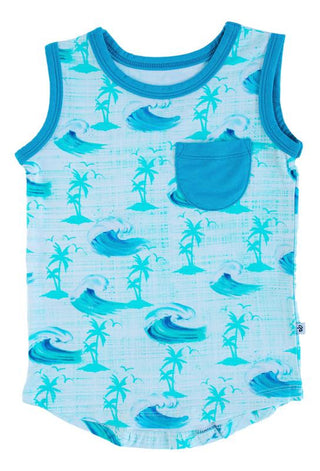 Boy's Pocket Tank Top - Chase (Waves & Palm Trees) Baby & Toddler Tops