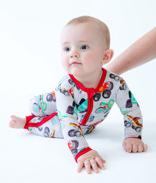 Bamboo Convertible Footie Romper - Tyler (Monster Trucks) Baby & Toddler Sleepwear