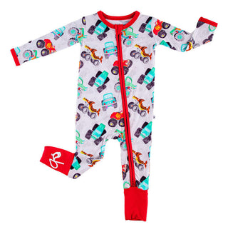 Bamboo Convertible Footie Romper - Tyler (Monster Trucks) Baby & Toddler Sleepwear