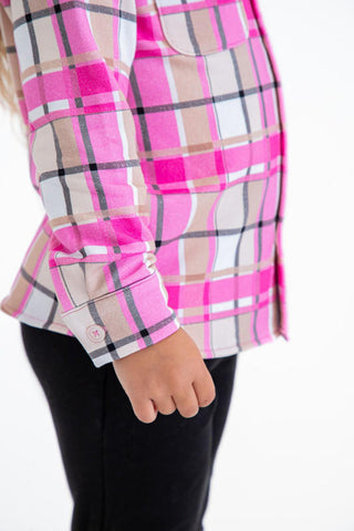 Girl's Bamboo Long Sleeve Flannel Shirt - Pink Plaid Baby & Toddler Tops