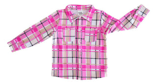 Girl's Bamboo Long Sleeve Flannel Shirt - Pink Plaid Baby & Toddler Tops