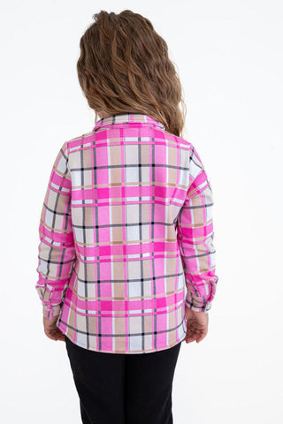 Girl's Bamboo Long Sleeve Flannel Shirt - Pink Plaid Baby & Toddler Tops