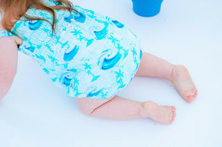 Girl's Bubble Romper - Chase (Waves & Palm Trees) Baby One-Pieces