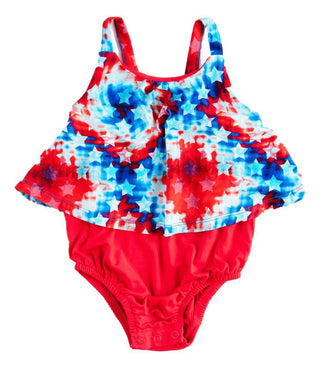 Girl's Bubble Romper - Maverick (Patriotic Tie Dye) Baby One-Pieces