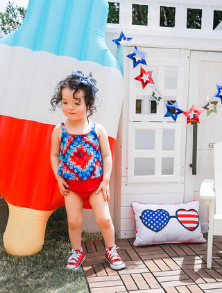 Girl's Bubble Romper - Maverick (Patriotic Tie Dye) Baby One-Pieces