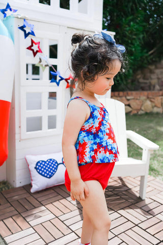 Girl's Bubble Romper - Maverick (Patriotic Tie Dye) Baby One-Pieces