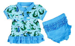 Girl's Collared Peplum Outfit Set with Bloomers - Palmer (Golf Gators) Baby & Toddler Outfits