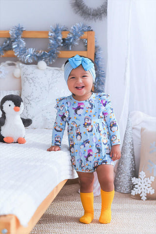 Girl's Long Sleeve Bubble Romper - Penny (Penguins) Baby One-Pieces