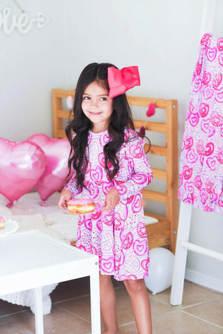 Girl's Long Sleeve Dress - Juliette (Heart Donuts) Baby & Toddler Dresses