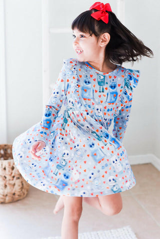 Girl's Long Sleeve Dress - Roberto (Robots) Baby & Toddler Dresses