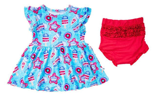 Girl's Peplum Outfit Set with Bloomers - Liberty (Pool Floats) Baby & Toddler Outfits