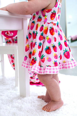 Girl's Peplum Outfit Set with Bloomers - Lucy (Strawberries) Baby & Toddler Outfits