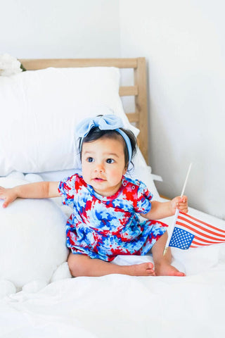 Girl's Peplum Outfit Set with Bloomers - Maverick (Patriotic Tie Dye) Baby & Toddler Outfits