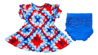 Girl's Peplum Outfit Set with Bloomers - Maverick (Patriotic Tie Dye) Baby & Toddler Outfits