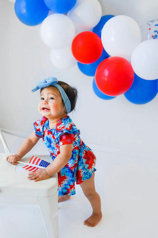 Girl's Peplum Outfit Set with Bloomers - Maverick (Patriotic Tie Dye) Baby & Toddler Outfits