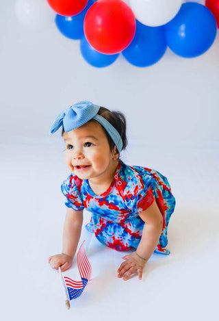 Girl's Peplum Outfit Set with Bloomers - Maverick (Patriotic Tie Dye) Baby & Toddler Outfits