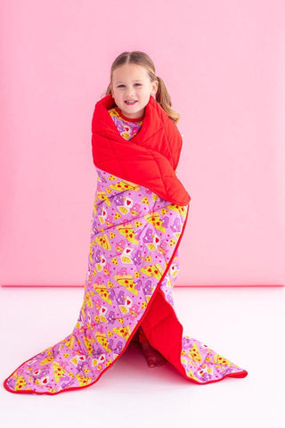 Girl's Quilted Toddler Blanket - Care Bears Pizza Valentine Swaddling & Receiving Blankets