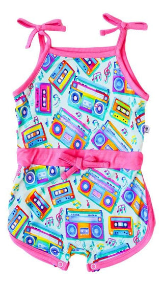 Girl's Retro Romper - Jesse (Boomboxes) Baby One-Pieces