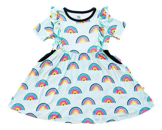 Girl's Bamboo Short Sleeve Dress - Mila (Rainbows) Baby & Toddler Dresses