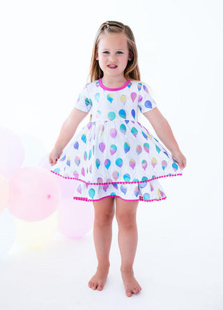 Girl's Bamboo Short Sleeve Foil Dress - Gia (Balloons) Baby & Toddler Dresses