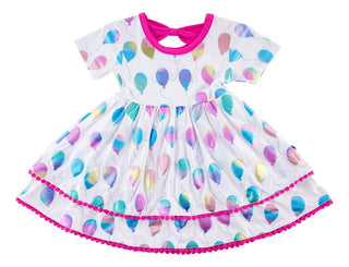 Girl's Bamboo Short Sleeve Foil Dress - Gia (Balloons) Baby & Toddler Dresses