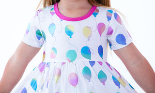 Girl's Bamboo Short Sleeve Foil Dress - Gia (Balloons) Baby & Toddler Dresses