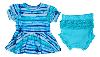 Girl's Short Sleeve Peplum Outfit Set with Bloomers - Cruz (Tie-Dye) Baby & Toddler Outfits