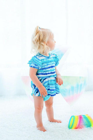 Girl's Short Sleeve Peplum Outfit Set with Bloomers - Cruz (Tie-Dye) Baby & Toddler Outfits