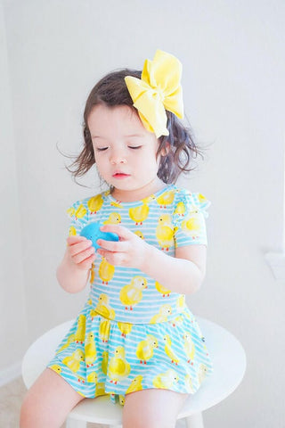 Girl's Short Sleeve Twirl Bodysuit Dress - Charlie (Chickens) Baby & Toddler Dresses