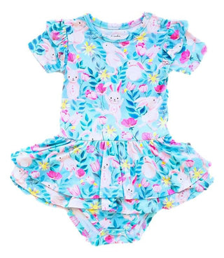 Girl's Short Sleeve Twirl Bodysuit Dress - Lilly (Bunnies) Baby & Toddler Dresses