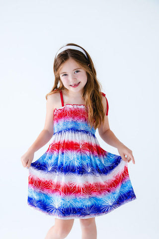 Girl's Bamboo Smocked Dress - Indy (Fireworks) Baby & Toddler Dresses