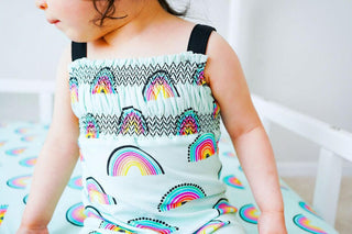 Girl's Smocked Romper - Mila (Rainbows) Baby One-Pieces