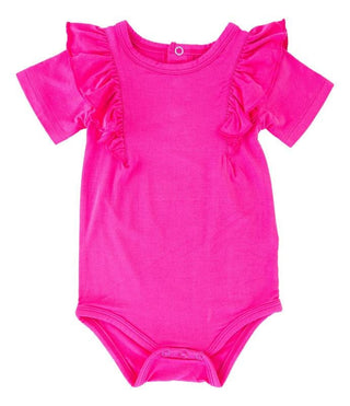 Girl's Solid Flutter One Piece Bodysuit - Clara Baby One-Pieces