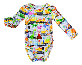 Long Sleeve One Piece Bodysuit - Rex (Dinos & Construction) Baby One-Pieces