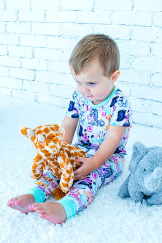 Short Sleeve Pajama Set - Zoe (Animals and Bubblegum) Baby & Toddler Sleepwear