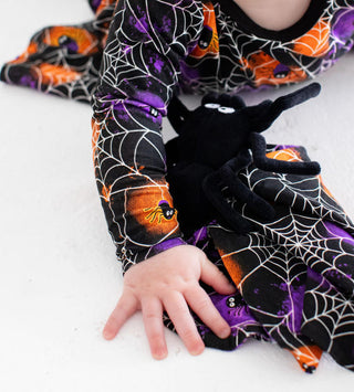 Bamboo Spider Plush Lovey Blanket - Gomez (Spider Webs on Graffiti) Glow-in-the-Dark Swaddling & Receiving Blankets