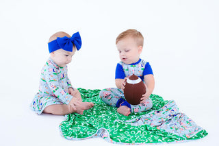 Toddler Blanket - Nate (Football Pigs) Swaddling & Receiving Blankets