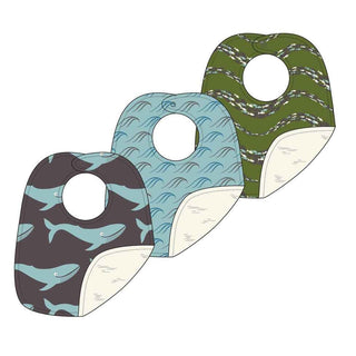 Baby Bib Set (Set Of 3) - Moss Schooling Fish, Jade Tide, Rain Whale Bibs